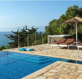 7 bedroom seafront luxury villa with pool & jacuzzi, near Acharavi, sleeps 14-15